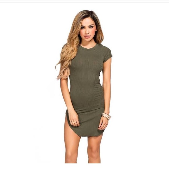 a'gaci Dresses & Skirts - A'GACI Olive Green Hearts & Hips T-shirt Dress